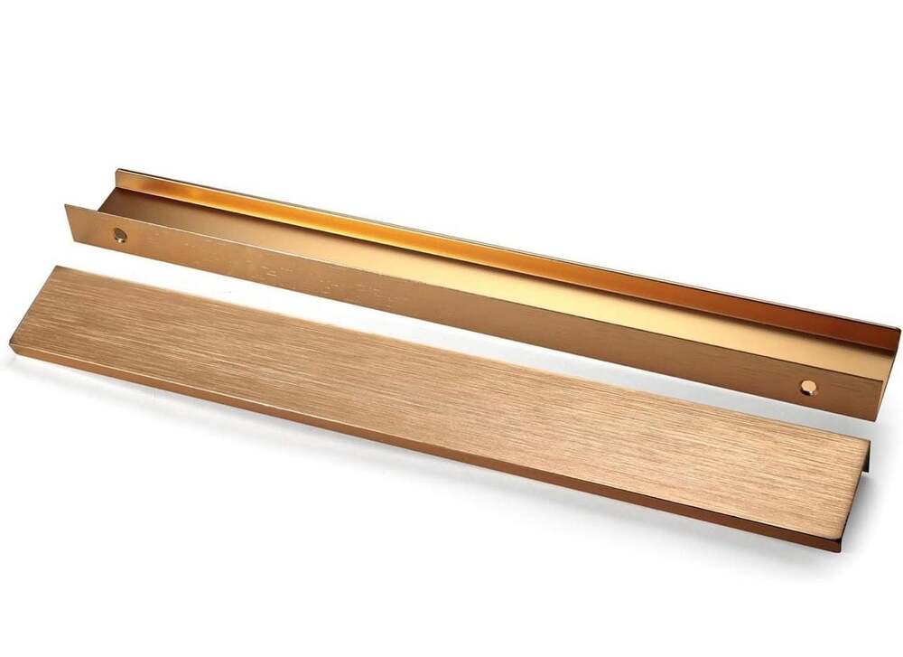 Brushed Gold Finger Edge Pull Cabinet Handles 300mm 8-Pack